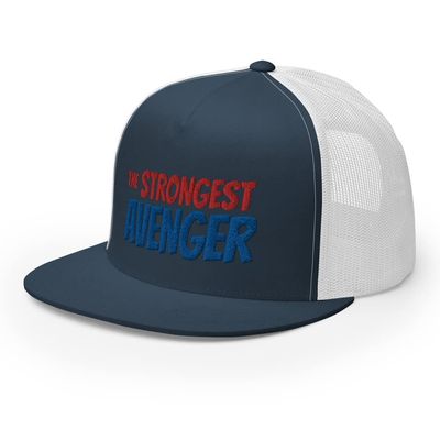 Thor The Strongest Embroidered Mesh Trucker Hat Thor's Snapback Hat Navy/White