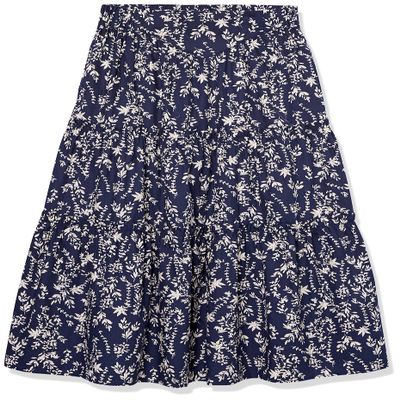 TIERED RUFFLE MIDI SKIRT Women's, Navy