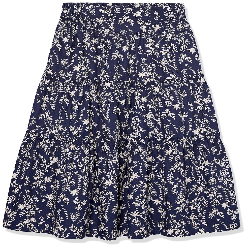 TIERED RUFFLE MIDI SKIRT Women's, Navy