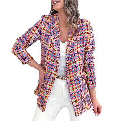 Womens Casual Light Weight Thin Jacket Slim Coat Long Sleeve Blazer Office Business Coats Plaid down Lightweight Women