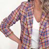 Womens Casual Light Weight Thin Jacket Slim Coat Long Sleeve Blazer Office Business Coats Plaid down Lightweight Women view 4