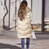 Women's Hooded Long Puffer Vest Winter Quilted Sleeveless Full-Zip Puffer Jacket Plus Size Warm Oversized Down Coats Gilet Champagne view 2