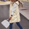Women's Hooded Long Puffer Vest Winter Quilted Sleeveless Full-Zip Puffer Jacket Plus Size Warm Oversized Down Coats Gilet Champagne view 3