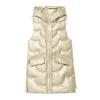 Women's Hooded Long Puffer Vest Winter Quilted Sleeveless Full-Zip Puffer Jacket Plus Size Warm Oversized Down Coats Gilet Champagne view 4