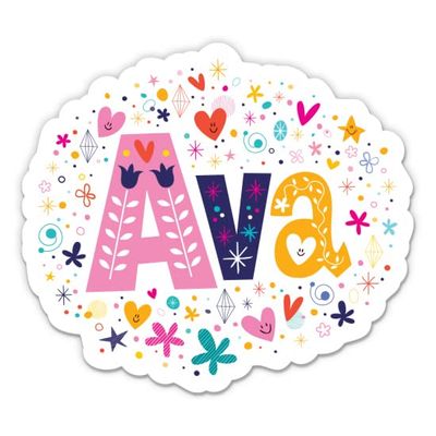 Ava Girl Name Cute Kid Lunchbox - 5" Vinyl Sticker - for Car Laptop I-Pad - Waterproof Decal