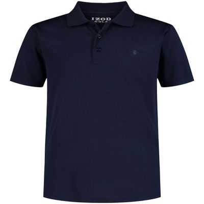 Izod Boys Performance Grid Short Sleeve Stretch Collared Polo Golf Shirt, Peacoat, 18-20 US