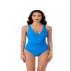 BCA by Rebecca Virtue Tori Twist - Women's One Piece Swimsuit with Plunge Neckline, Twist-Front Waist and Adjustable Back Strap, Bathing Suits for Women, Ocean, X-Small view 1