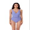 BCA by Rebecca Virtue Tori Twist - Women's One Piece Swimsuit with Plunge Neckline, Twist-Front Waist and Adjustable Back Strap, Bathing Suits for Women, Lilac, Small view 1