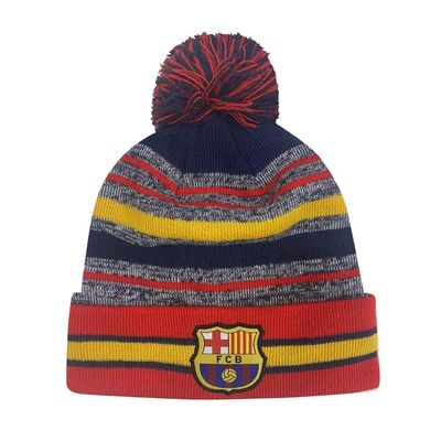 Icon Sports Officially Licensed FC Barcelona Adult Soccer Club Knit Winter Warm Pom Cap Casual Hat for Men Women Unisex | Barca, Equalizer, Red