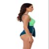 BCA by Rebecca Virtue Megan - Women's One Piece Swimsuit with V-Neck, Wraparound Waist Tie and Adjustable Back Strap, Bathing Suits for Women, Fern Multi Color, Medium view 3