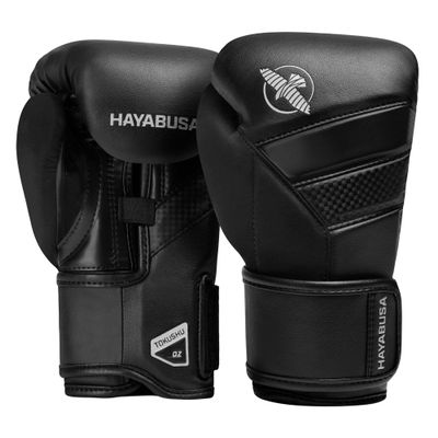 Hayabusa T3 Boxing Gloves for Kids and Teens Wrist and Knuckle Protection, Dual-X Hook and Loop Closure, Splinted Wrist Support, 5 Layer Foam Knuckle Padding - Black, 8oz