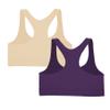 Kurve Girls Stretchy Crop Racerback Undershirt Training Sports Bra, UV Protective Fabric, UPF 50+, Made in USA, Nude/Eggplant Set, 9 to 14 Years view 2