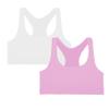 Kurve Girls Stretchy Crop Racerback Undershirt Training Sports Bra, UV Protective Fabric, UPF 50+, Made in USA, White/Pink Set, 9 to 14 Years view 1