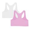 Kurve Girls Stretchy Crop Racerback Undershirt Training Sports Bra, UV Protective Fabric, UPF 50+, Made in USA, White/Pink Set, 9 to 14 Years view 2