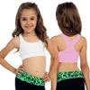 Kurve Girls Stretchy Crop Racerback Undershirt Training Sports Bra, UV Protective Fabric, UPF 50+, Made in USA, White/Pink Set, 9 to 14 Years view 3
