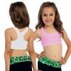 Kurve Girls Stretchy Crop Racerback Undershirt Training Sports Bra, UV Protective Fabric, UPF 50+, Made in USA, White/Pink Set, 9 to 14 Years view 4