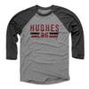 500 LEVEL Jack Hughes 3/4 Sleeve T-Shirt (Baseball Tee, Large, Black/Heather Gray) - Jack Hughes New Jersey Font view 1