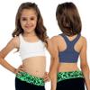 Kurve Girls Stretchy Crop Racerback Undershirt Training Sports Bra, UV Protective Fabric, UPF 50+, Made in USA, White/Navy Set, 9 to 14 Years view 3