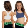 Kurve Girls Stretchy Crop Racerback Undershirt Training Sports Bra, UV Protective Fabric, UPF 50+, Made in USA, White/Navy Set, 9 to 14 Years view 4