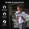 Hayabusa T3 Boxing Gloves for Kids and Teens Wrist and Knuckle Protection, Dual-X Hook and Loop Closure, Splinted Wrist Support, 5 Layer Foam Knuckle Padding - White/Gold, 6oz view 2