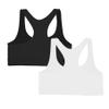Kurve Girls Stretchy Crop Racerback Undershirt Training Sports Bra, UV Protective Fabric, UPF 50+, Made in USA, Black/White Set, 4 to 8 Years view 2