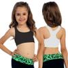 Kurve Girls Stretchy Crop Racerback Undershirt Training Sports Bra, UV Protective Fabric, UPF 50+, Made in USA, Black/White Set, 4 to 8 Years view 3