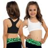 Kurve Girls Stretchy Crop Racerback Undershirt Training Sports Bra, UV Protective Fabric, UPF 50+, Made in USA, Black/White Set, 4 to 8 Years view 4
