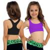 Kurve Girls Stretchy Crop Racerback Undershirt Training Sports Bra, UV Protective Fabric, UPF 50+, Made in USA, Black/Neon Purple Set, 9 to 14 Years view 4