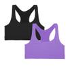 Kurve Girls Stretchy Crop Racerback Undershirt Training Sports Bra, UV Protective Fabric, UPF 50+, Made in USA, Black/Lavender Set, 4 to 8 Years view 1