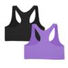 Kurve Girls Stretchy Crop Racerback Undershirt Training Sports Bra, UV Protective Fabric, UPF 50+, Made in USA, Black/Lavender Set, 4 to 8 Years view 2