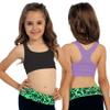 Kurve Girls Stretchy Crop Racerback Undershirt Training Sports Bra, UV Protective Fabric, UPF 50+, Made in USA, Black/Lavender Set, 4 to 8 Years view 3