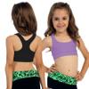 Kurve Girls Stretchy Crop Racerback Undershirt Training Sports Bra, UV Protective Fabric, UPF 50+, Made in USA, Black/Lavender Set, 4 to 8 Years view 4