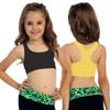 Kurve Girls Stretchy Crop Racerback Undershirt Training Sports Bra, UV Protective Fabric, UPF 50+, Made in USA, Black/Yellow Set, 9 to 14 Years view 3