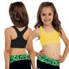 Kurve Girls Stretchy Crop Racerback Undershirt Training Sports Bra, UV Protective Fabric, UPF 50+, Made in USA, Black/Yellow Set, 9 to 14 Years view 4