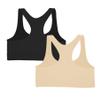 Kurve Girls Stretchy Crop Racerback Undershirt Training Sports Bra, UV Protective Fabric, UPF 50+, Made in USA, Black/Nude Set, 9 to 14 Years view 2