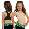 Kurve Girls Stretchy Crop Racerback Undershirt Training Sports Bra, UV Protective Fabric, UPF 50+, Made in USA, Black/Nude Set, 9 to 14 Years view 4