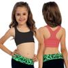 Kurve Girls Stretchy Crop Racerback Undershirt Training Sports Bra, UV Protective Fabric, UPF 50+, Made in USA, Black/Neon Coral Set, 9 to 14 Years view 3