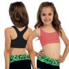 Kurve Girls Stretchy Crop Racerback Undershirt Training Sports Bra, UV Protective Fabric, UPF 50+, Made in USA, Black/Neon Coral Set, 9 to 14 Years view 4
