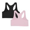 Kurve Girls Stretchy Crop Racerback Undershirt Training Sports Bra, UV Protective Fabric, UPF 50+, Made in USA, Black/Baby Pink Set, 9 to 14 Years view 2