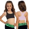 Kurve Girls Stretchy Crop Racerback Undershirt Training Sports Bra, UV Protective Fabric, UPF 50+, Made in USA, Black/Baby Pink Set, 9 to 14 Years view 3