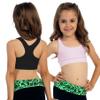 Kurve Girls Stretchy Crop Racerback Undershirt Training Sports Bra, UV Protective Fabric, UPF 50+, Made in USA, Black/Baby Pink Set, 9 to 14 Years view 4