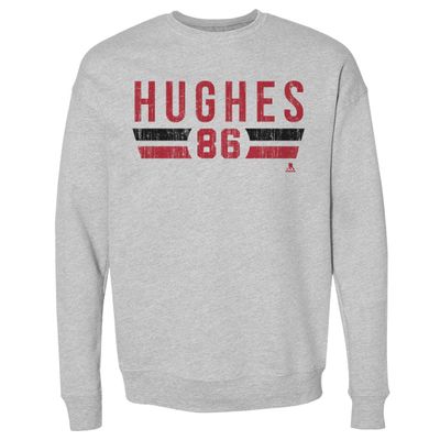 500 LEVEL Jack Hughes Sweatshirt (Crew Sweatshirt, XX-Large, Heather Gray) - Jack Hughes New Jersey Font