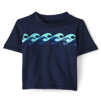 The Children's Place,and Toddler Boys Short Sleeve Rashguard,Tidal,9-12 Months