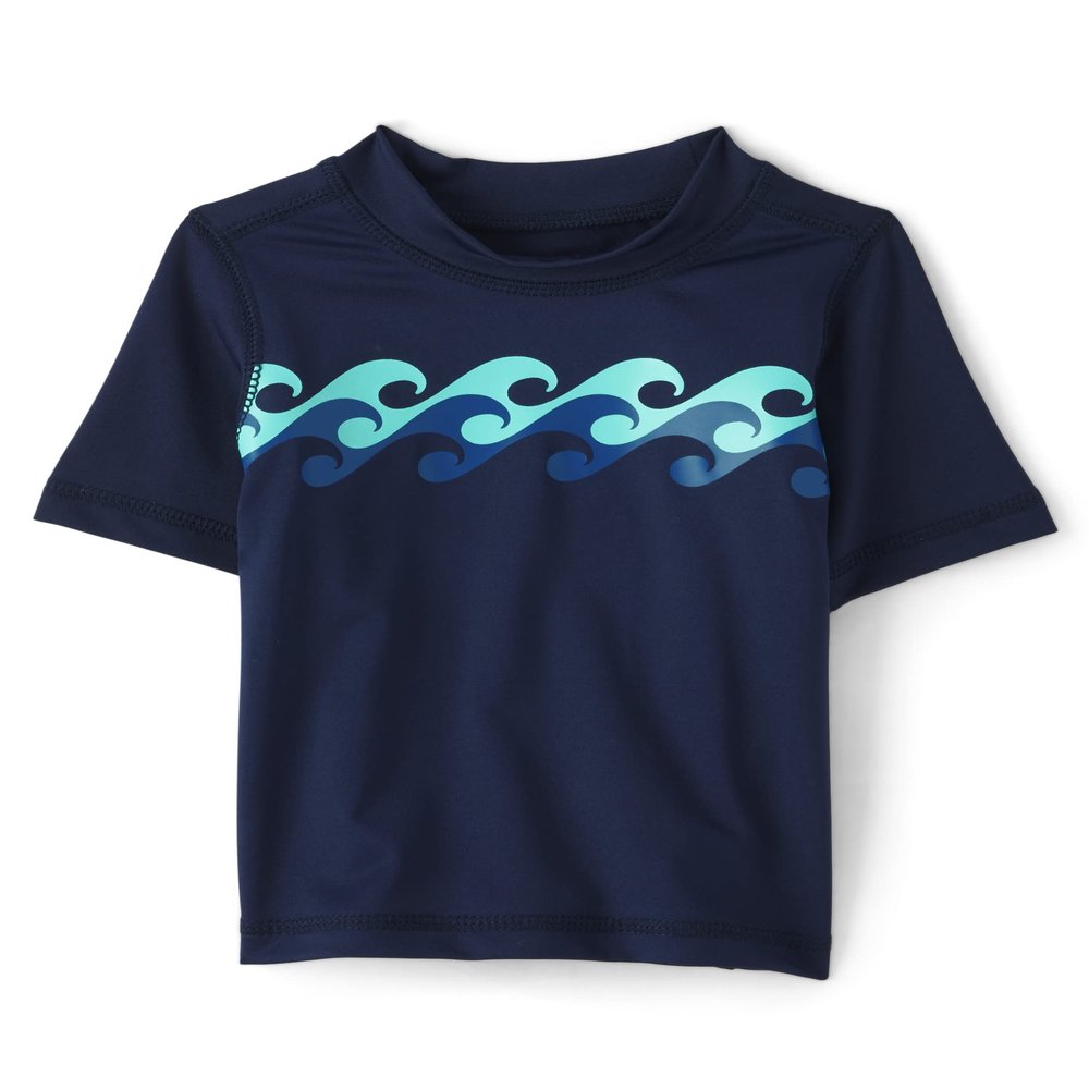 The Children's Place,and Toddler Boys Short Sleeve Rashguard,Tidal,9-12 Months