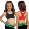 Kurve Girls Stretchy Crop Racerback Undershirt Training Sports Bra, UV Protective Fabric, UPF 50+, Made in USA, Black/Red Set, 9 to 14 Years view 3