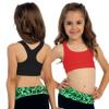 Kurve Girls Stretchy Crop Racerback Undershirt Training Sports Bra, UV Protective Fabric, UPF 50+, Made in USA, Black/Red Set, 9 to 14 Years view 4
