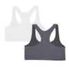 Kurve Girls Stretchy Crop Racerback Undershirt Training Sports Bra, UV Protective Fabric, UPF 50+, Made in USA, White/Charcoal Set, 9 to 14 Years view 2