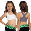 Kurve Girls Stretchy Crop Racerback Undershirt Training Sports Bra, UV Protective Fabric, UPF 50+, Made in USA, White/Charcoal Set, 9 to 14 Years view 3