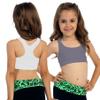 Kurve Girls Stretchy Crop Racerback Undershirt Training Sports Bra, UV Protective Fabric, UPF 50+, Made in USA, White/Charcoal Set, 9 to 14 Years view 4