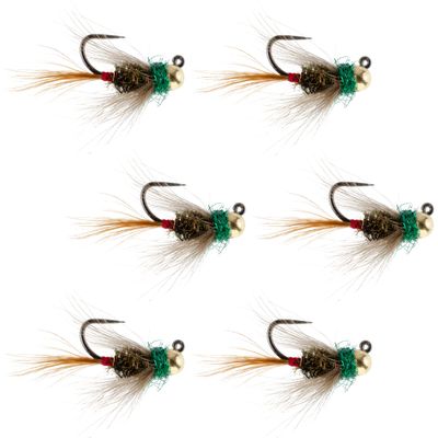 The Fly Fishing Place Tungsten Bead Tactical CDC Frenchie Czech Nymph Euro Nymphing Fly - 6 Flies Size 16